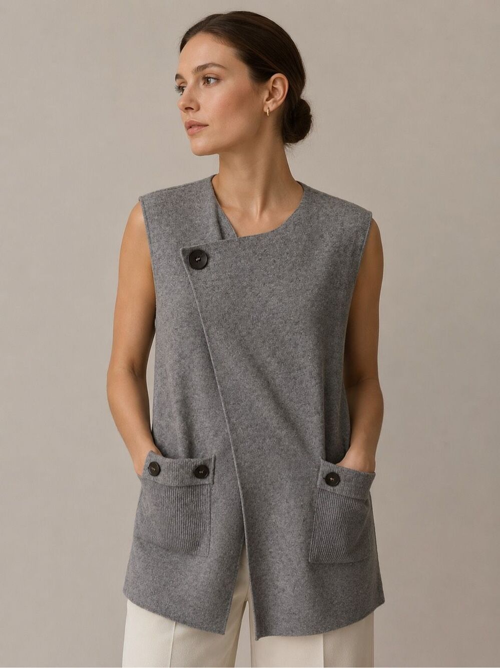 NWOT Kerisma Asymmetrical Wrap Knit Vest Sweater | Quiet Luxury Minimalist Layer